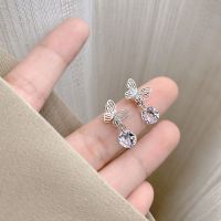 Original s925 silver hollow butterfly crystal earrings for women summer style unique niche high-end earrings 2021 new trend