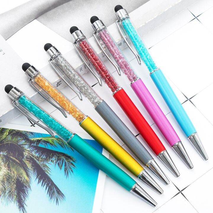 50pcs-lot-customized-crystal-ballpoint-pen-creative-stylus-touch-pen-26-colors-writing-ballpen-stationery-office-school-supplies-pens