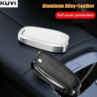 Alloy Leather Car Folding Key Case Cover For Ford Fusion Fiesta Mondeo Escort F-150 F-250 Explorer Ranger Kuga 2 Focus MK3