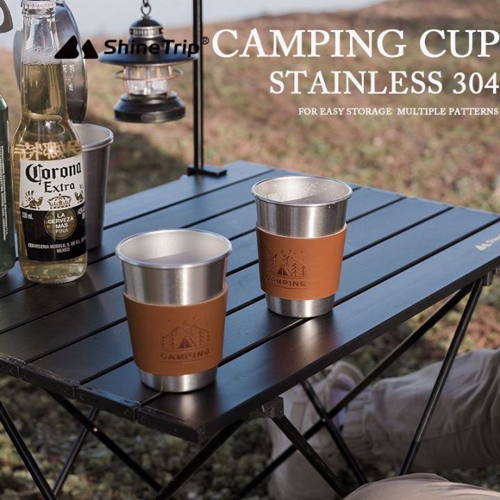 camping-mug-แก้วสเตนเลส-350-ml-ช่วยรักษาอุณหภูมิ-ร้อนเย็น-1ชุด-4-ใบ