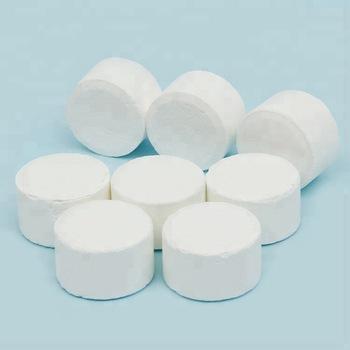 Tablet chlorine for swimming pool, white round chlorine on