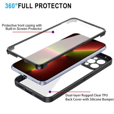 แฟชั่นที่สร้างสรรค์360เคส TPU ใสป้องกันทุกส่วนของเครื่องสำหรับ iPhone 14 Pro Max 14 Pro 14 Plus iPhone 14พร้อมฟิล์มกันรอยด้านหน้านิ่ม