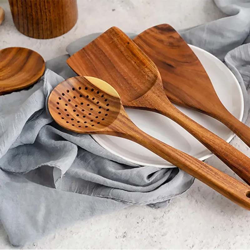 Dropship 6Pcs Cooking Utensil Bamboo Wooden Spoons Spatula Kitchen