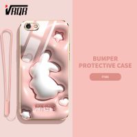 VRQR เคสโทรศัพท์เอฟเฟกต์ภาพ3D สำหรับ OPPO A59 F1S A57 2016 A39 F3 Lite A37 A83 A1 F7 A3 F5 A79 A71 2017ลายสุนัขปาชากันกระแทกป้องกันรอยขีดข่วนสายคล้องคอ