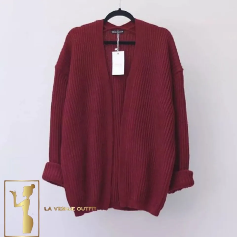 LV LONG Cardigan Ovesize Wanita Tebal Airine Outer / BISA COD