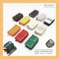 Prang Crocodile Leather Keychain &amp; Coin Wallet กระเป๋าใส่กุญแจ ใส่เหรียญ ซิปคู่ หนังจระเข้แท้ C-ACWK-003BT-R