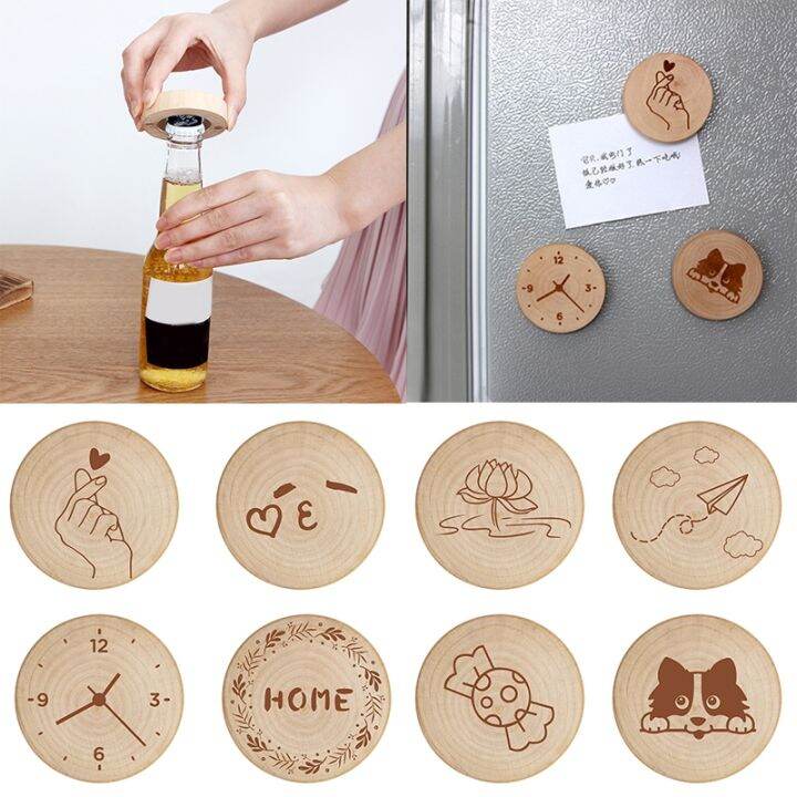 natural-wooden-bottle-opener-with-magnetic-refrigerator-magnet-personalized-message-magnetic-sticker-home-decor-multifunction