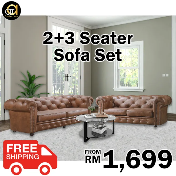 【PREORDER】2+3 Seater Sofa Modern PVC Sofa Set / Sofa 2+3 Seater PVC