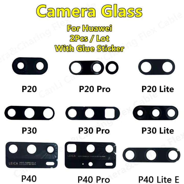 2ชิ้น/ล็อตของแท้ใหม่เหมาะสำหรับกระจกกล้องถ่ายรูป Huawei P30 Lite พร้อมกาวเหมาะสำหรับ P30 Huawei P20 P40กระจกกล้องถ่ายรูปมืออาชีพที่มีเครื่องมือซ่อมแซม