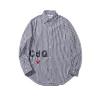 [พร้อมส่ง]  Cdg เสื้อเชิ้ตแขนยาวลําลอง ผ้าฝ้าย ปักลายหัวใจ สีแดง แฟชั่นคู่รัก 9113