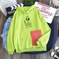 Kawaii Harajuku Funny Green Alien Oversized Hoodies Streetwear Autumn Men Kawaii Loose Long Sleeves Plus Size Hoody Size Xxs-4Xl