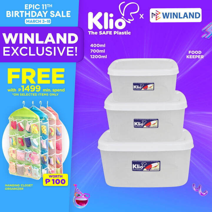 KLIO by Winland Square Stackable Food Keeper Kitchenware Container