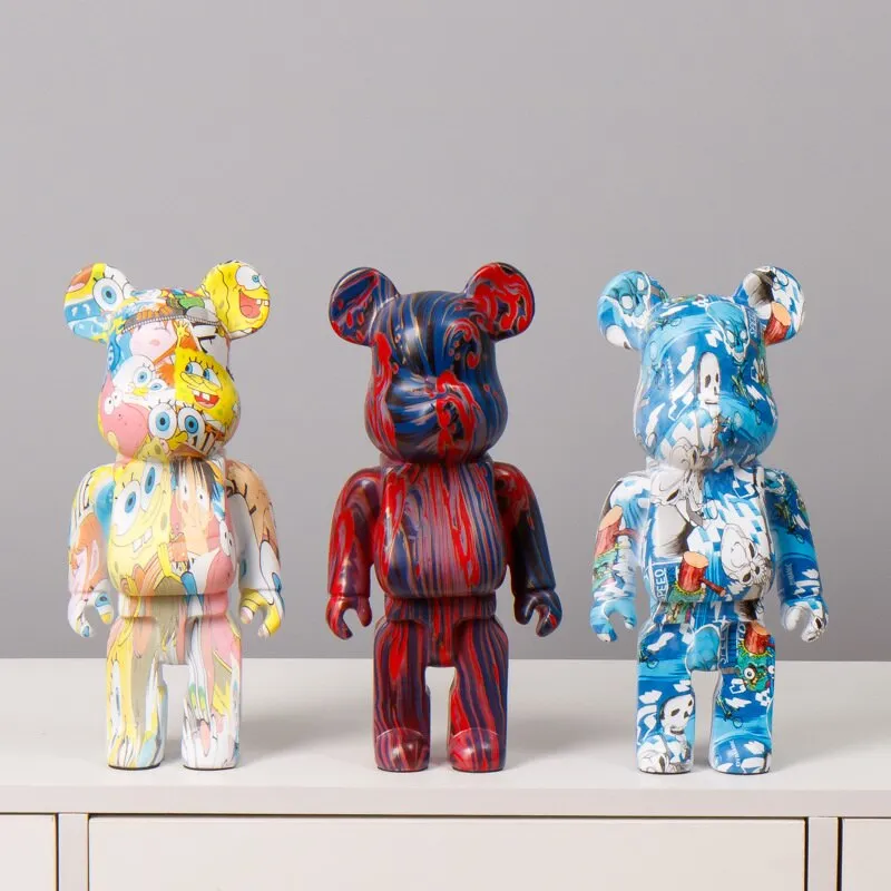 28cm Resin 400% Violent Bear Crafts Dolls Street Art Collectible Models  Toys Children Gifts Shop Window Ornament Home Decor