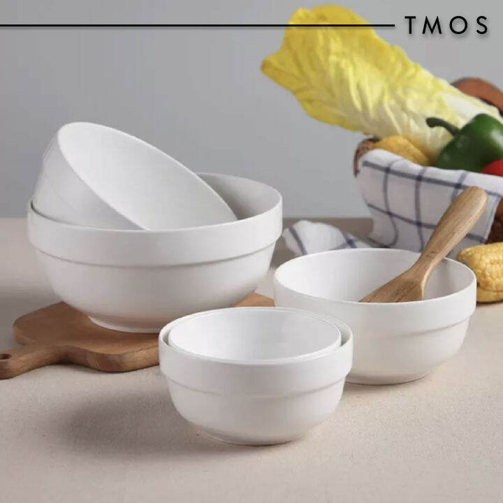 TMOS Japanese White Ceramic Bowl Porcelain Bowl Soup Spoon Porcelain ...