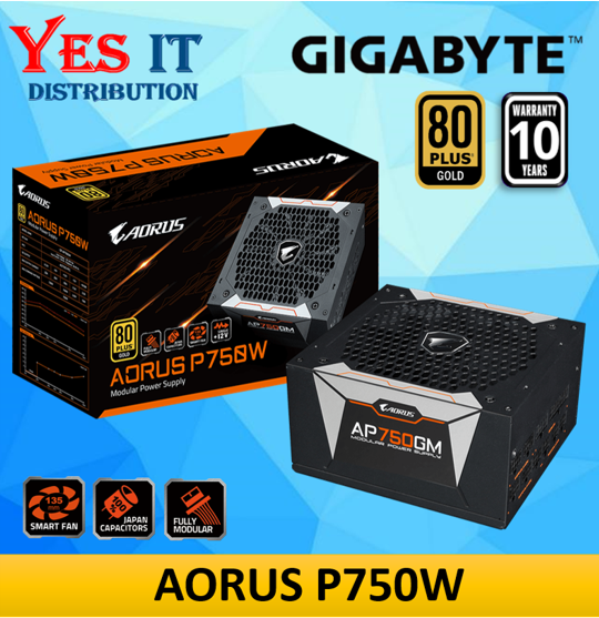 Gigabyte Aorus P750W 80Plus Gold Full Modular Power Supply ( GP-AP750GM ...