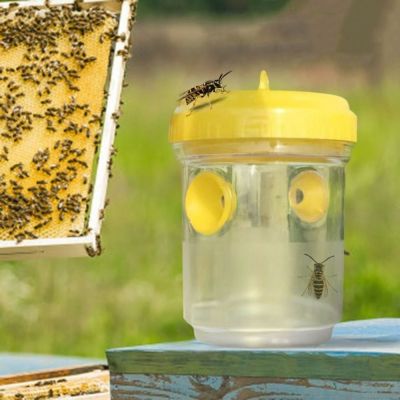SOLVABLE เครื่องมือเลี้ยงผึ้ง ที่ดักจับแมลงวัน พลาสติกทำจากพลาสติก ที่แขวนแขวน ขวดดักน้ำแบบตัวต่อ ใช้ซ้ำได้ กรงจับแบบตัวต่อ สวนในสวน
