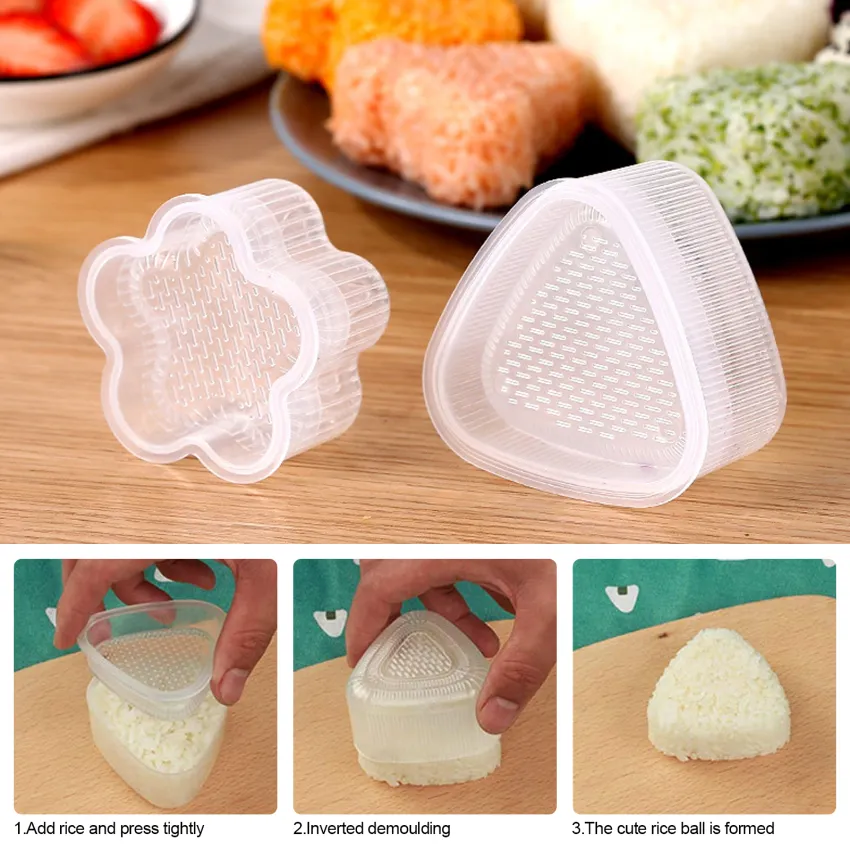 Sushi Making Mold， DIY Sushi Triangle Round Heart Making Kit Sushi Cooking  Tools For Kids Kitchen Tools Little Bear Piggy Sushi Model 