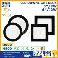 LITON LED ดาวน์ไลท์ฝังฝ้า สีดำ 9W 12W 5 นิ้ว 6 นิ้ว รุ่น DLUX Series หน้ากลม หน้าเหลี่ยม