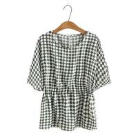 【มีไซส์ใหญ่】Plus Size Womens Polka Dot Printed Summer Shirts Short Sleeve Vintage Tops Large Size Top