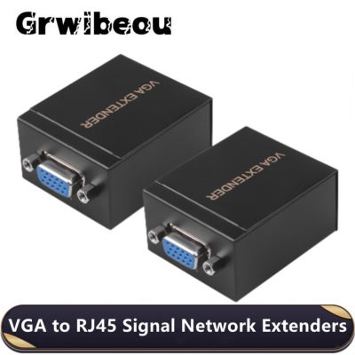 1 pasang VGA Extender ke LAN RJ45 CAT5 CAT6 30M jaringan kabel adaptor Repeater penerima VGA pemancar untuk PC Laptop proyektor