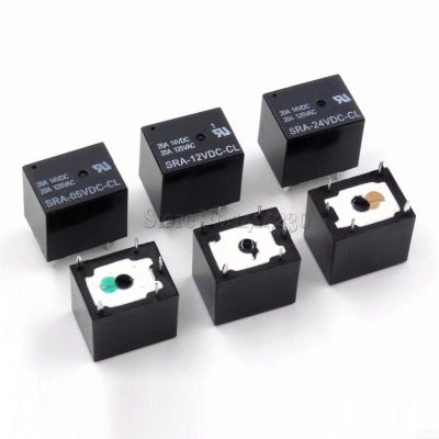 5Pcs 5V 12V 24V 20A DC Power Relay SRA 05VDC CL SRA 12VDC CL SRA 24VDC CL 5Pin PCB Type In stock Black Automobile relay