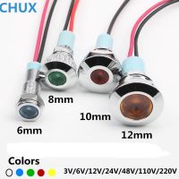 6mm 8mm 10mm 12mm Metal LED Indicator light waterproof type 3v 5V 6V 12V 24V 48V 110V 220v with Switch Signal lamp