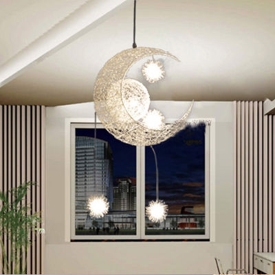 Modern Childrens Bedroom LED Chandelier Ceiling Lamp Moon Star Branch Chandelier Party Creative Home Decoration Lighting