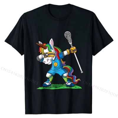 Dabbing Unicorn Lacrosse LaX T-Shirt Girl Gift Retro Male Tshirts Cotton Tops & Tees Custom