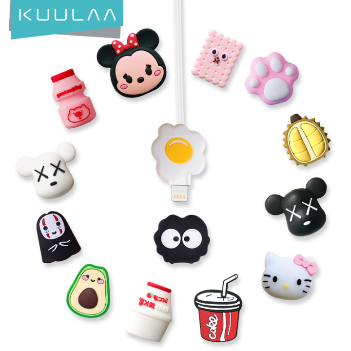 KUULAA Randomly Send Kawaii Cute Animal Cartoon Cable Protector Bite Winder  Organizer USB Charging Cable Earphone Cable Buddy Cellphone Decor Wire |  