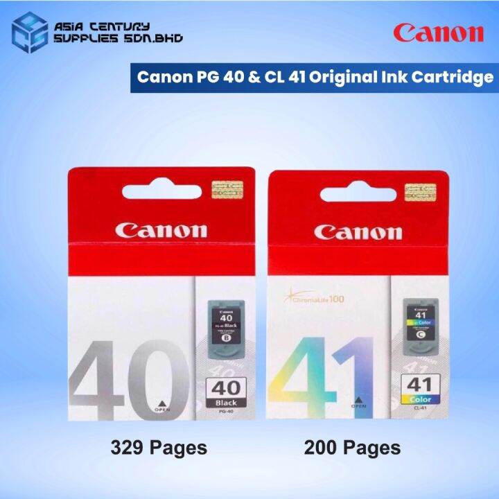 Canon PG-40 (16ml) CL-41 (12ml) Original Ink Cartridge PG40 CL41 For ...