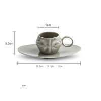 Nordic Style Roman Vertical Stripes Ceramic Espresso Mug Saucer Kit Cafe Shop Afternoon Tea Small Latte Coffee Cup And Dish Set