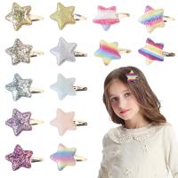 1PC Glitter Star Hair Clips Alloy Hairpins Girls Barrettes Rainbow Star Hair Clips Kids Children Hair Accessories