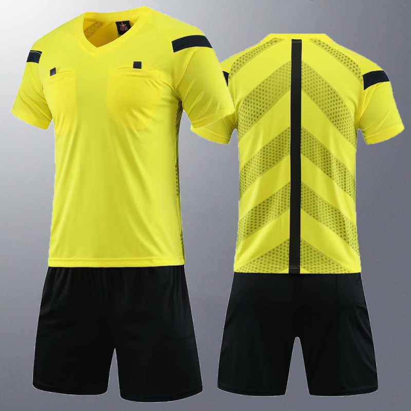 2Pcs Men's Soccer Football Referee Jersey Team Short Uniform Sleeve Shirt Shorts 