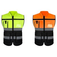 orange/yellow High Visibility Security Reflective Vest Pockets Design Reflective Vest Outdoor Traffic Safety Cycling Wear