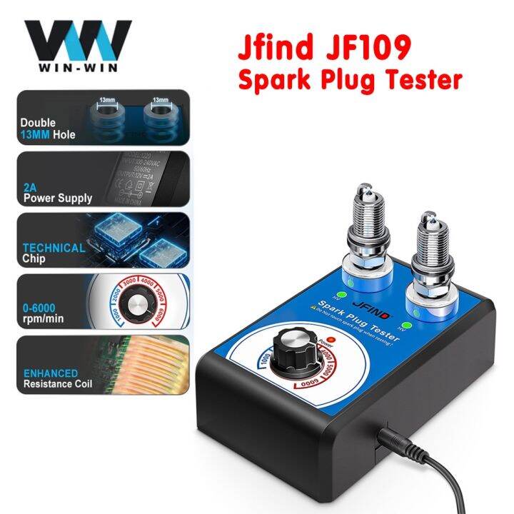 jfind-jf109-13mm-double-hole-car-motorcycle-auto-spark-plug-tester-110v-220v-to-12v-automotive-detector-ignition-analyzer-tools