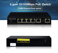 PoE switch 4+2 port สำหรับกล้องวงจรปิดและเน็ตเวิร์ค 4+2 ช่อง 10/100Mbps RJ45 Port