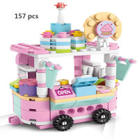 Girls Ice Cream Sets Model Building Blocks Kits Bricks Kids Toys Racing Super City Vocation Vehicle Hot Dog Camping Car Friends