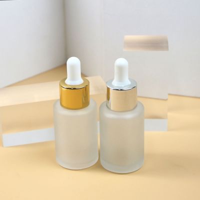 【YF】✥✼  empty  30ml flat shoulder Frosted glass dropper bottle cosmetic skin care essential oil essence packaging container