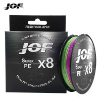 JOF X8 150ม. 300ม. 500ม./546YDS สายเบ็ดแบบถัก8สาน15-100LB สำหรับการตกปลาทะเลเส้นมัลติฟิลา PE เรียบ