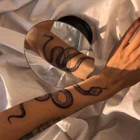 【YF】 Big Size Black Snake Temporary Tattoo Stickers for Women Men Body Waist Waterproof Fake Tatto Dark Wine
