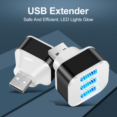 ฮับ USB2.0ตัวแยก USB 3พอร์ต USB ตัวขยาย2.0โทรศัพท์มือถือที่ชาร์จพีซีแล็บท็อปแท็บเล็ตมีอินดิเคเตอร์ LED อะแดปเตอร์