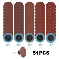 【LZ】▣  51 Pcs Quick Change Sandpaper Combination 36-240 Grit Grinding Wheel Set 2  Loop Sanding Pad with Shank Polishing Cleaning Tool