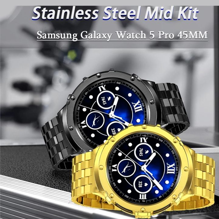 สาย-สำหรับ-samsung-galaxy-watch-5-pro-45mm-คุณภาพดี-modification-kit-โลหะ-กรอบป้องกัน-ฝาครอบเคส-สายรัดสแตนเลสของสาย-for-samsung-watch-5-pro-ผู้ชาย-สายนาฬิกา