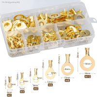 ﹍✐◄ 150/540 PCS M3/M4/M5/M6/M8/M10 Ring Lugs Eyes Copper Crimp Terminals Cable Lug Wire Connector Non-insulated Assortment Kit