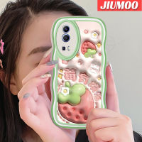 เคส JIUMOO สำหรับ VIVO Y72 5G Y52 5G Y75s 5G เคส3D ลายสตรอเบอร์รี่สีสันสดใสขอบลอนน่ารักเคสโทรศัพท์แบบใสนิ่มซิลิโคนที่สร้างสรรค์กรอบเคสโปร่งใสป้องกันเลนส์กล้องถ่ายรูป