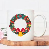 New Style Mugs Women Merry Christmas Floral Loop Printing Ceramic Mug Creative Design Practical Water Cup Coffee Mug Juice Mugs