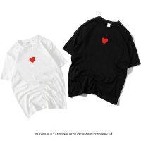 เสื้อยืดลําลองสําหรับผู้ชายแขนสั้นคลาสสิคพิมพ์ลาย   Zhenyue Love Heart Pure Cotton Loose Short Sleeve T-shirt Female Summer Korean Style T-shirt NPR4