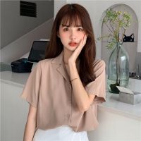 Korean office worker shirt simple lapel short sleeve casual shirt top