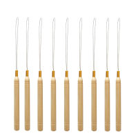 Hot selling 10pcs Wooden Loop Needle Threader Microrink Silicone Hair Extension Tools Pulling Hook Tool and Bead Device Too