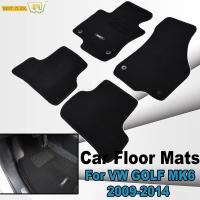 Car Floor Mat Mats Nylon Black Carpet Liner Front Rear Interior For VW Golf Mk6 2009 2010 2011 2012 2013 2014